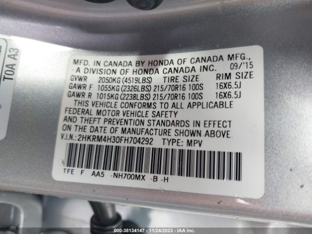 2HKRM4H30FH704292 Honda CR-V LX