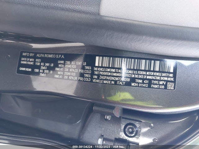 ZASPAKBN2M7D08209 Alfa Romeo Stelvio Ti Awd