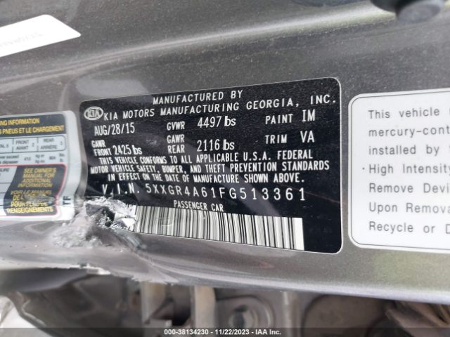 5XXGR4A61FG513361 KIA Optima Sxl Turbo