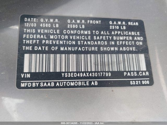 2004 SAAB 9-5 YS3ED49AX43017799 Photo 8