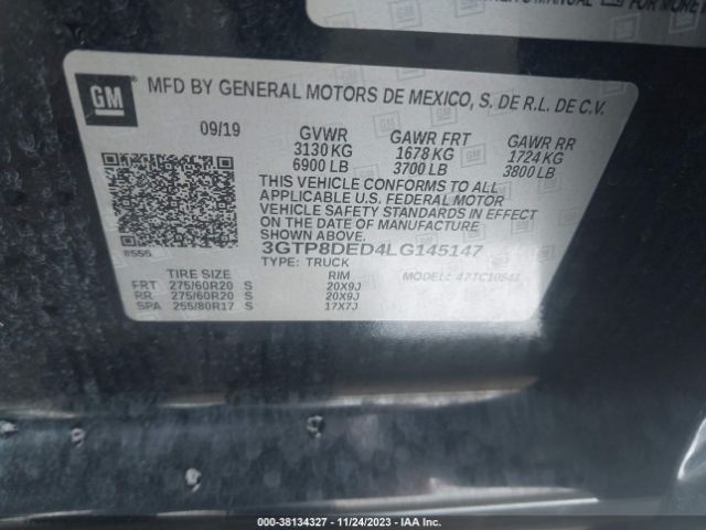 3GTP8DED4LG145147 GMC Sierra 1500 2wd  Short Box Slt