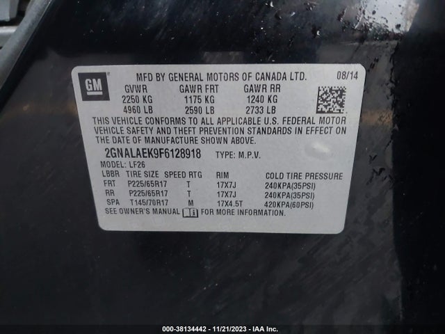 Chevrolet EQUINOX LS 2015 2GNALAEK9F6128918 Image 9
