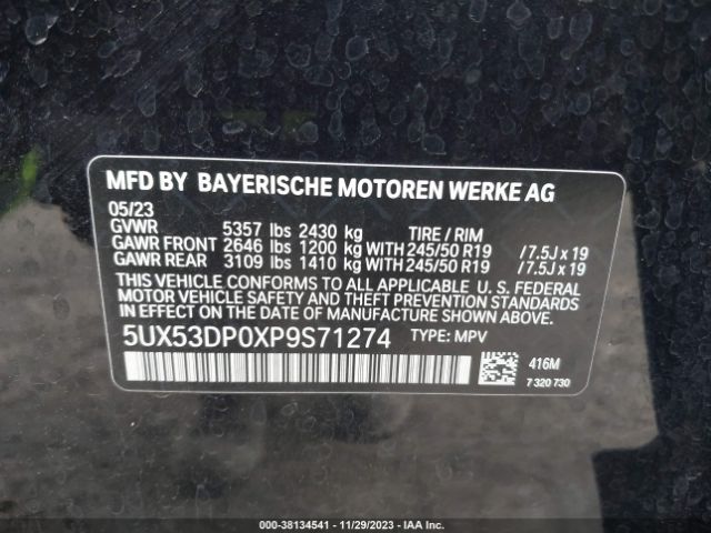 2023 BMW X3 5UX53DP0XP9S71274 Photo 8