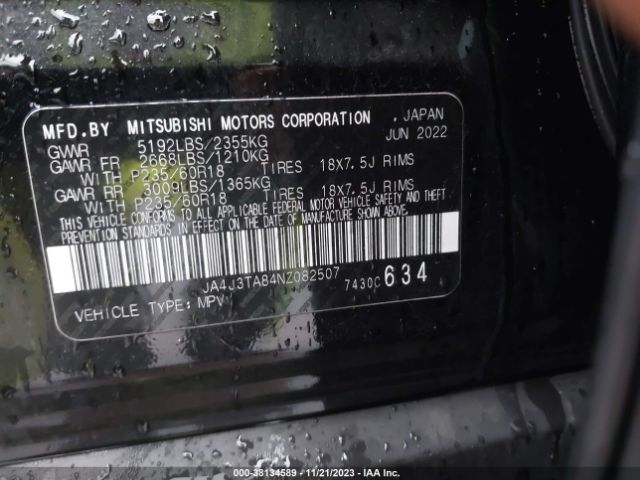 2022 MITSUBISHI OUTLANDER JA4J3TA84NZ082507 Photo 8