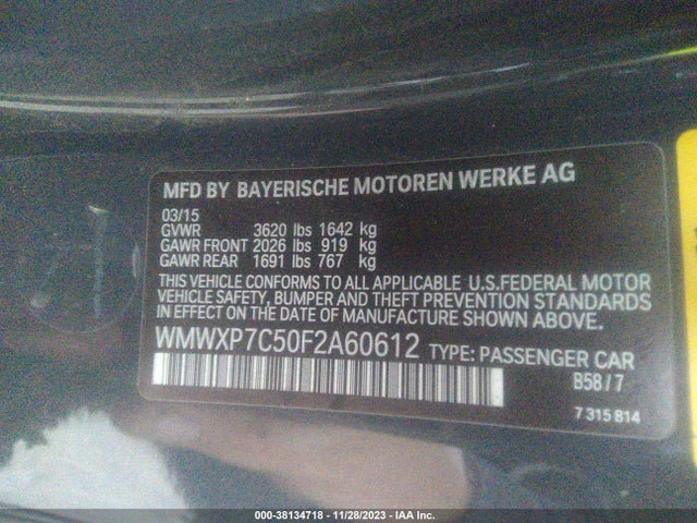 2015 MINI HARDTOP WMWXP7C50F2A60612 Photo 8