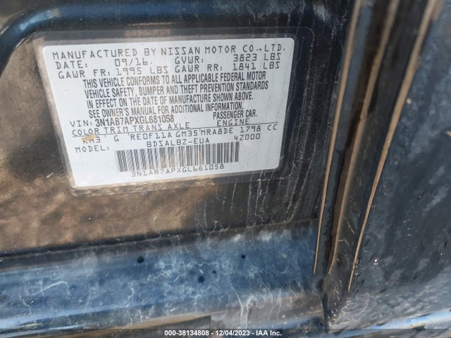 Nissan SENTRA S 2016 3N1AB7APXGL681058 Image 9