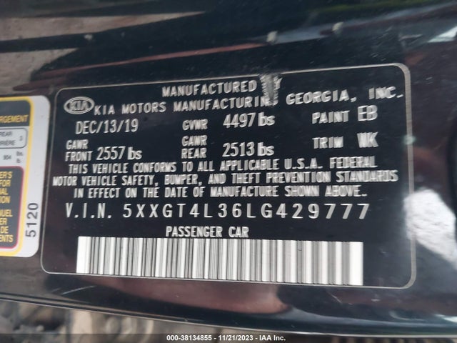 KIA Optima Lx 2020 5XXGT4L36LG429777 Image 9