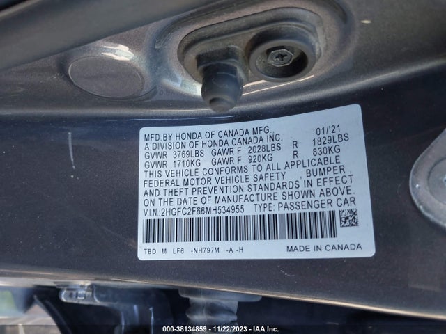 Honda Civic Lx 2021 2HGFC2F66MH534955 Image 9