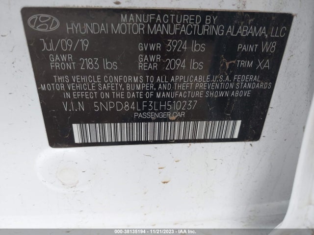 Hyundai ELANTRA SEL 2020 5NPD84LF3LH510237 Image 9