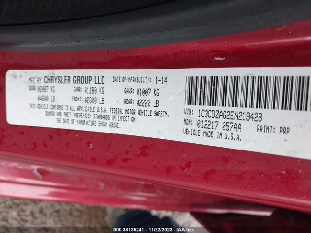 Dodge AVENGER SE 2014 1C3CDZAG2EN219428 Image 9