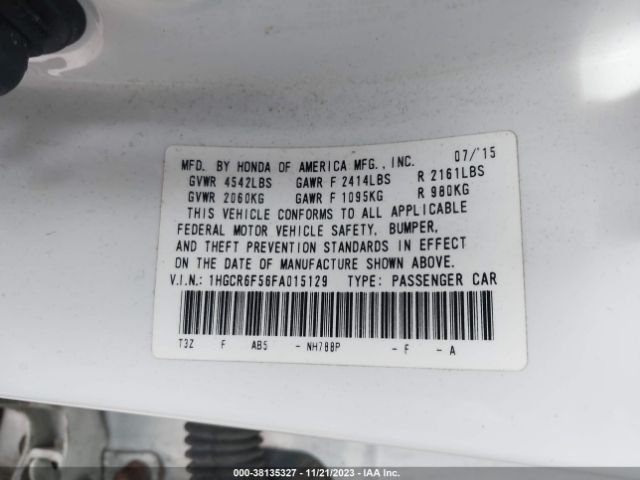 1HGCR6F56FA015129 Honda Accord Hybrid Ex-l