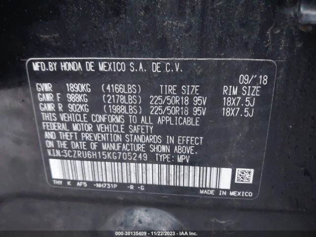 3CZRU6H15KG705249 Honda HR-V SPORT