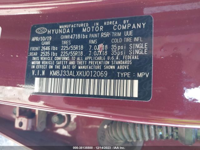 2019 HYUNDAI TUCSON KM8J33ALXKU012069 Photo 8