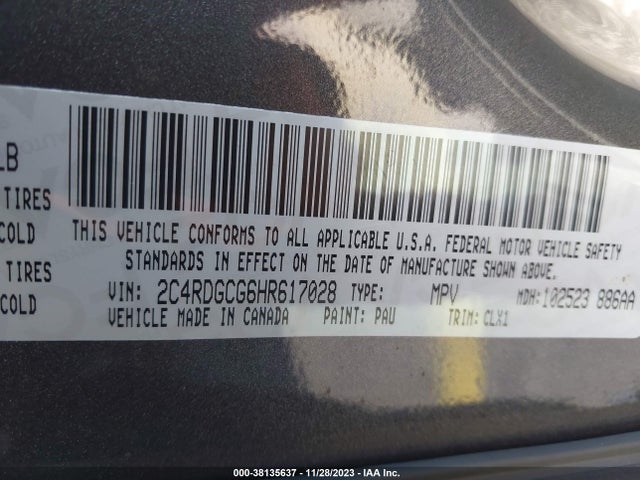 Dodge Grand Caravan Sxt 2017 2C4RDGCG6HR617028 Image 9