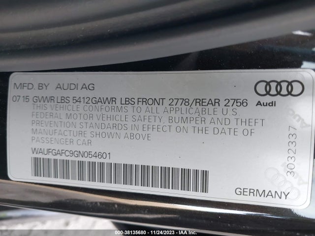 WAUFGAFC9GN054601 Audi A6 3.0t Premium Plus