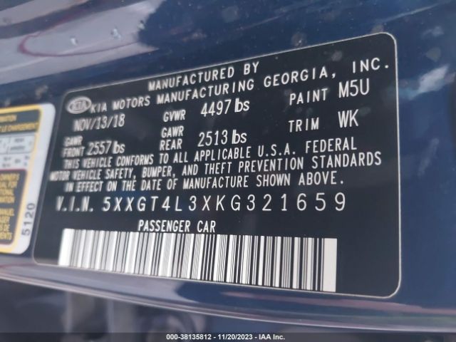 5XXGT4L3XKG321659 KIA Optima Lx