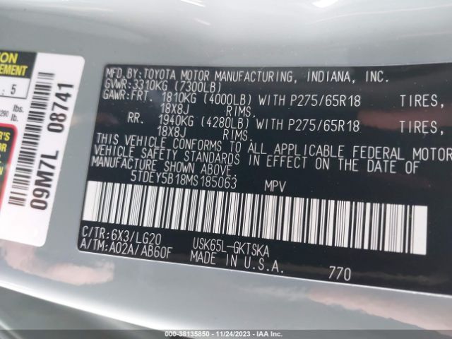 2021 TOYOTA SEQUOIA 5TDEY5B18MS185063 Photo 8