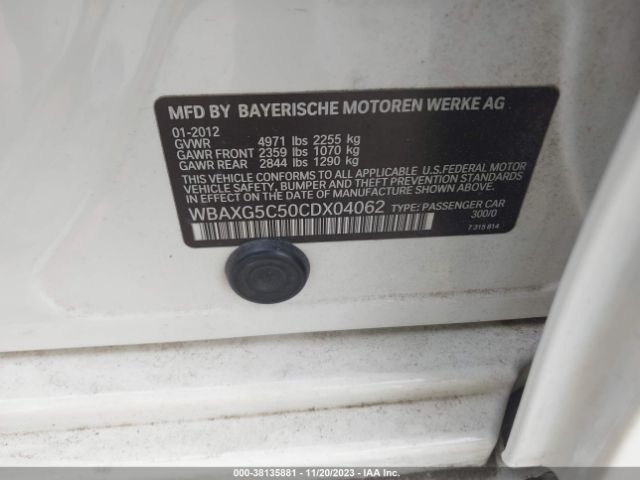 2012 BMW 528I WBAXG5C50CDX04062 Photo 8