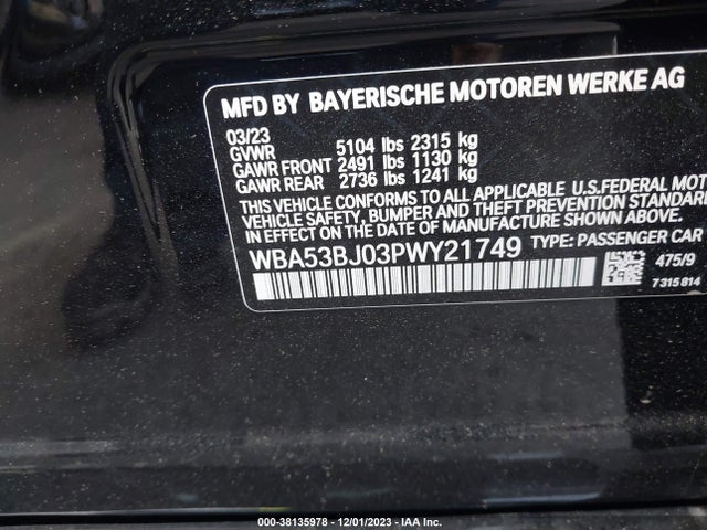 BMW 540I 2023 WBA53BJ03PWY21749 Image 9