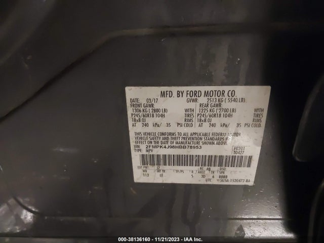 Ford EDGE SEL 2017 2FMPK4J98HBB78953 Image 9