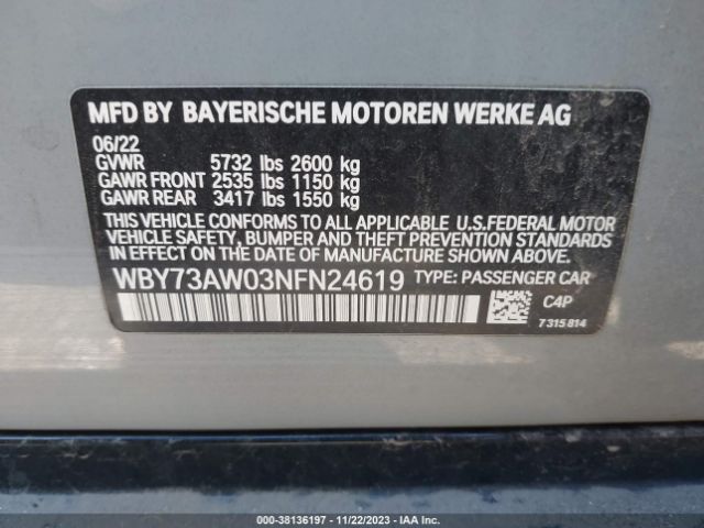 WBY73AW03NFN24619 BMW I4 Edrive40