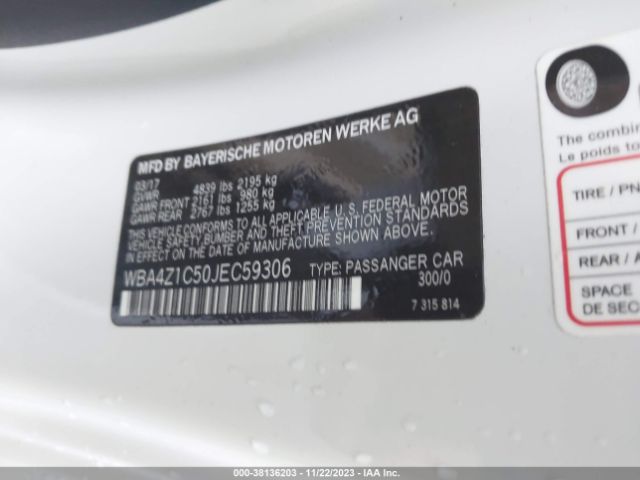 WBA4Z1C50JEC59306 BMW 430I