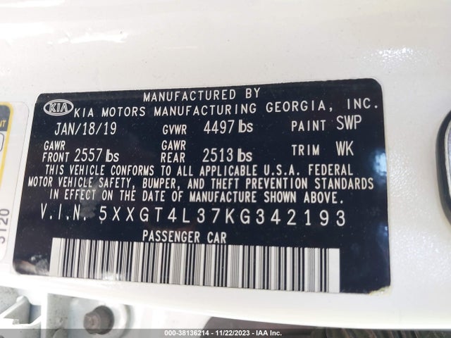 KIA Optima Lx 2019 5XXGT4L37KG342193 Image 9