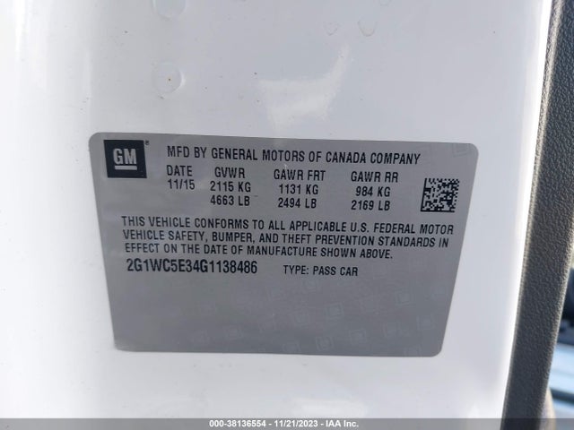 Chevrolet Impala Limited Ltz 2016 2G1WC5E34G1138486 Image 9