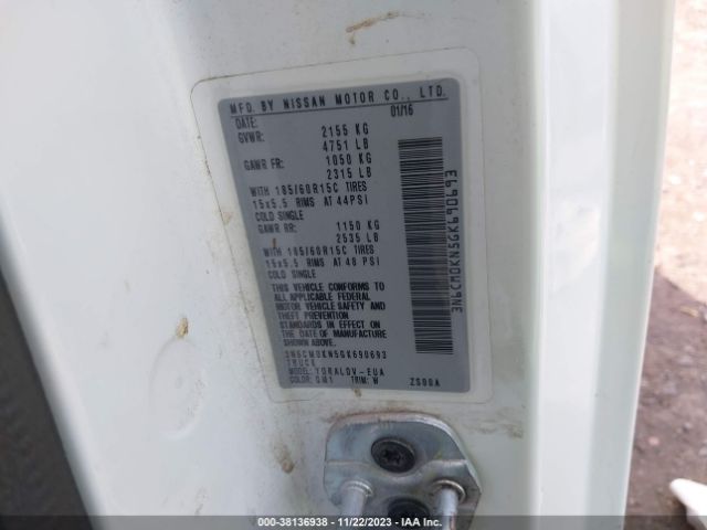 3N6CM0KN5GK690693 Nissan Nv200 S