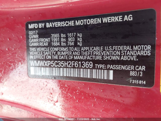 2017 MINI HARDTOP WMWXP5C35H2F61369 Photo 8