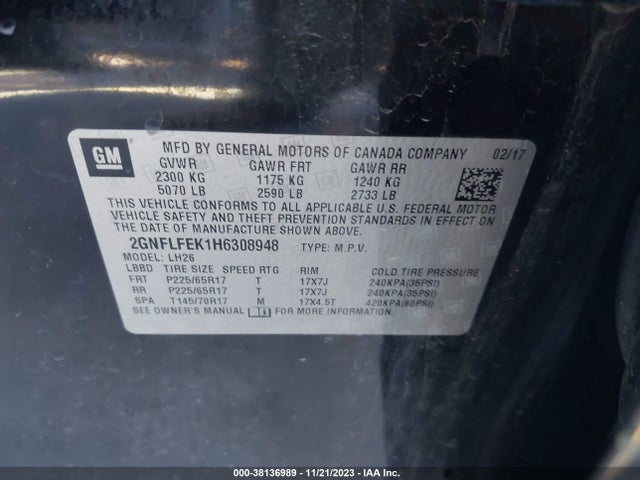 Chevrolet EQUINOX LT 2017 2GNFLFEK1H6308948 Image 9