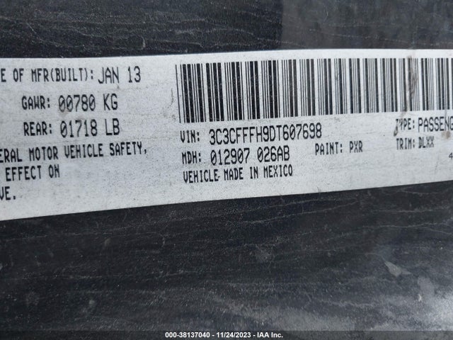 2013 FIAT 500 3C3CFFFH9DT607698 Photo 8