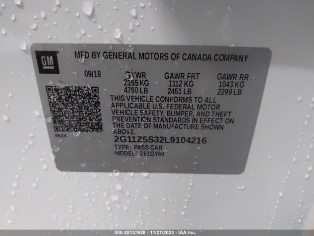 2G11Z5S32L9104216 Chevrolet Impala Fwd Lt