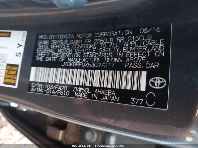 Toyota Prius 2017 JTDKBRFUXH3027217 Image 21