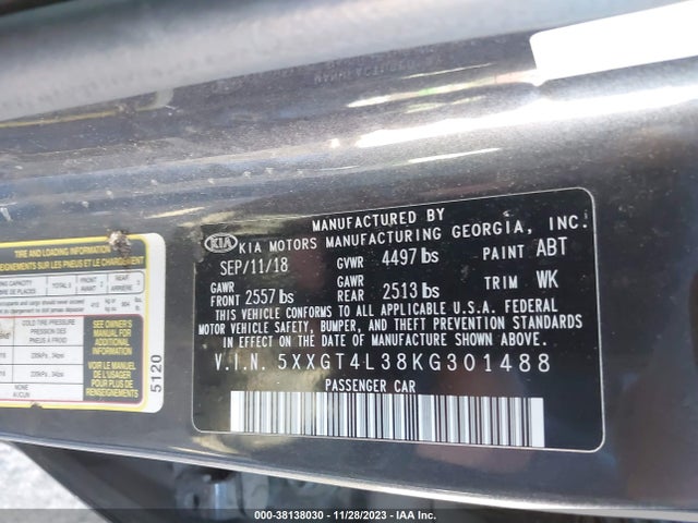KIA Optima Lx 2019 5XXGT4L38KG301488 Image 9