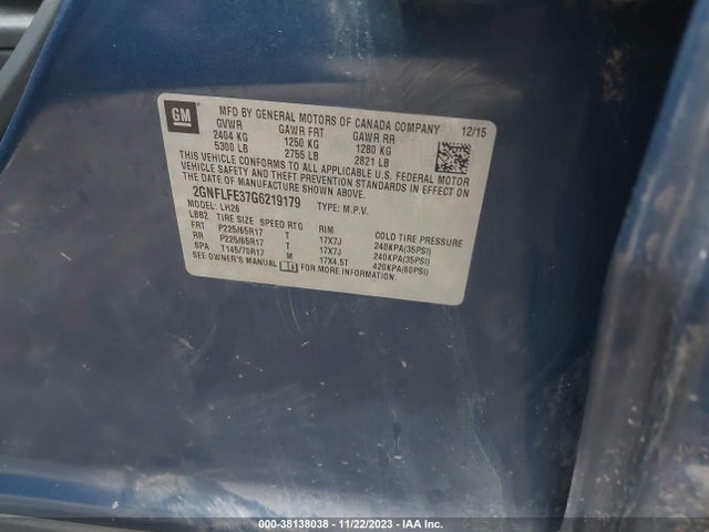 Chevrolet EQUINOX LT 2016 2GNFLFE37G6219179 Image 9