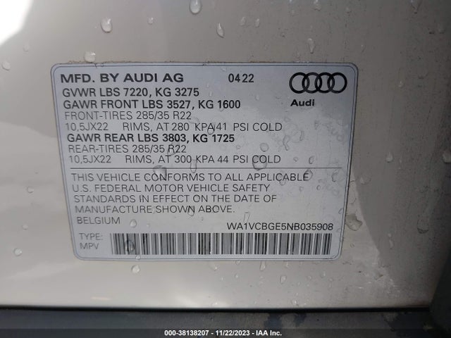 2022 AUDI E-TRON S WA1VCBGE5NB035908 Photo 8