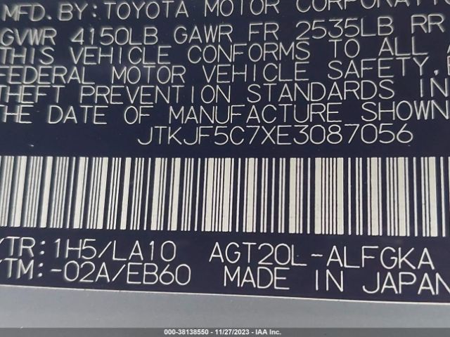 JTKJF5C7XE3087056 Scion Tc Monogram