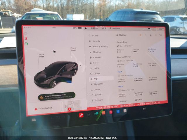 5YJ3E1EB9NF181641 Tesla Model 3 Long Range Dual Motor All-wheel Drive