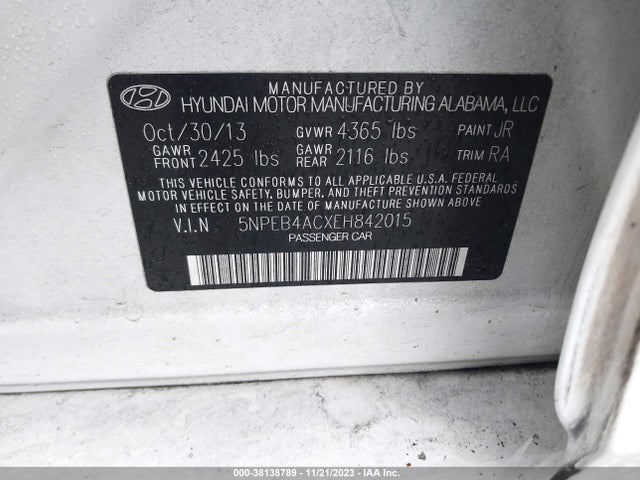 Hyundai SONATA GLS 2014 5NPEB4ACXEH842015 Image 9