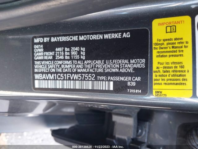 WBAVM1C51FVW57552 BMW X1 Sdrive28i