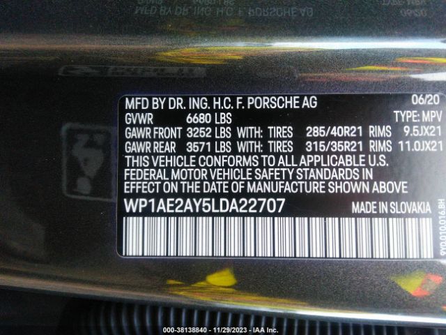2020 PORSCHE CAYENNE E-HYBRID WP1AE2AY5LDA22707 Photo 8