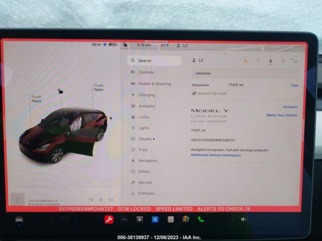 5YJYGDEE6MF249727 Tesla Model Y Long Range
