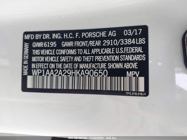 2017 PORSCHE CAYENNE WP1AA2A29HKA90650 Photo 8