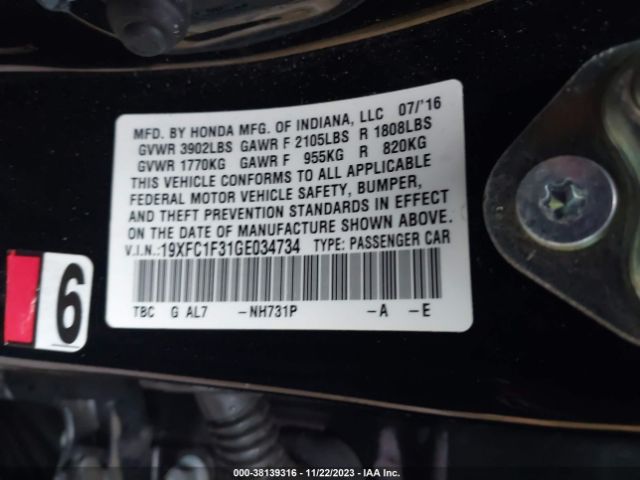 19XFC1F31GE034734 Honda Civic Ex-t