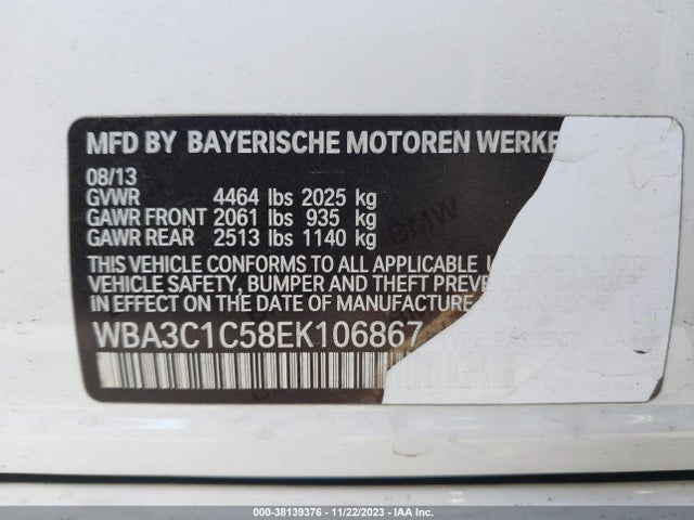 WBA3C1C58EK106867 BMW 328I