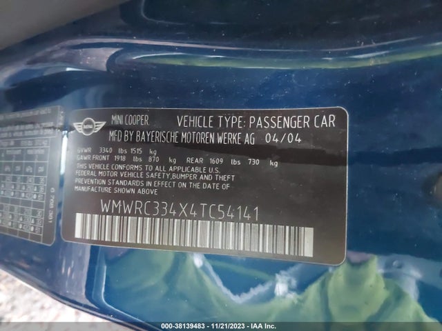 2004 MINI COOPER WMWRC334X4TC54141 Photo 8