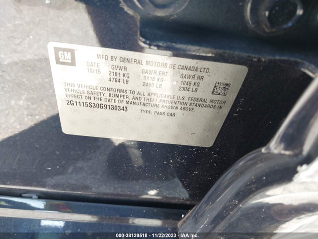 Chevrolet Impala 2lt 2016 2G1115S30G9130343 Image 9