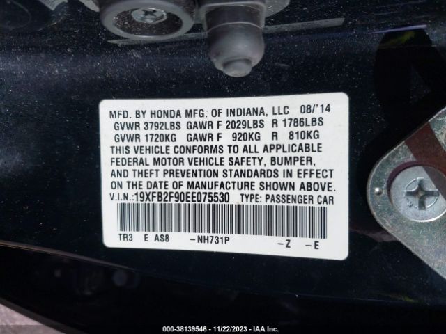 19XFB2F90EE075530 Honda Civic Ex-l