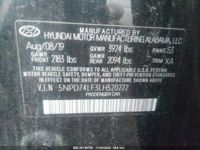 Hyundai ELANTRA SE 2020 5NPD74LF3LH520222 Image 9
